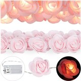 thumbnail of Relaxdays Rosen Lichterkette, 20er LED Lichterkette Batterie, Hochzeit, Verlobung & Valentinstag, warmweiß, Deko, rosa