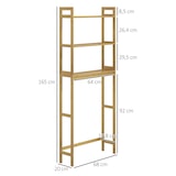 thumbnail of Estantería sobre inodoro de bambú estantería de baño con 3 estantes y alfombrillas antideslizantes antivuelco estilo moderno 68x20x165 cm