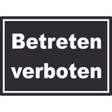 thumbnail of Betreten verboten Schild weiß-schwarz A2 (420x594mm)