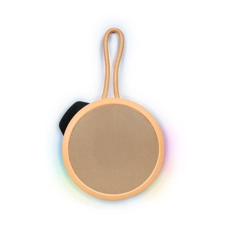 Bigben Party - Enceinte Bluetooth Ronde Avec Dragonne Et Effets Lumineux - 15w - Orange Pastel