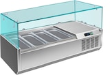 thumbnail of Gastro Edelstahl Kühlaufsatz Aufsatzkühlvitrine Pizzakühlaufsatz 4 x 1/3 oder 3 x 1/3 GN + 1/2 GN mit Glasaufsatz