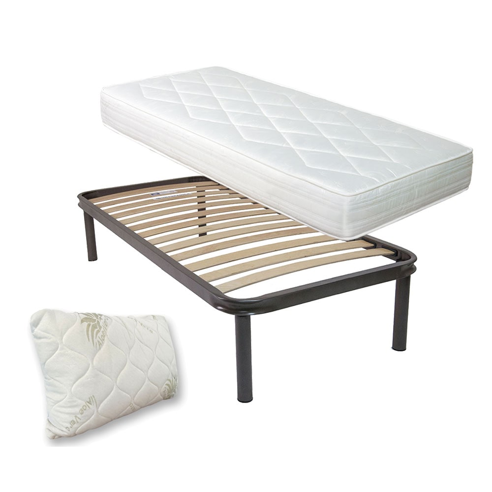 Kit rete ortopedica e materasso waterfoam Norvegia con cuscino, letto singolo 80x190 - Comprarredo