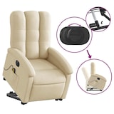 thumbnail of vidaXL Elektrischer Massagesessel mit Aufstehhilfe Creme Stoff