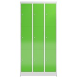 thumbnail of ClassiX Schließfachschrank, 3 Abteile à 3 Fächer, 1800 x 870 x 500 mm, lichtgrau/gelbgrün