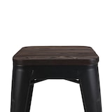 thumbnail of Lot de 4 tabourets en métal noir mat style industriel et assise en bois foncé - Hauteur 46 cm