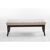 thumbnail of Panca design RAMSES in legno scuro antico e tessuto crema/120 cm