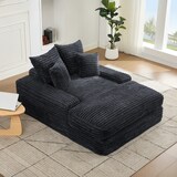 thumbnail of Chaiselongue Relaxliege Cordstoff 4 Kissen Memory-Schaum Ergonomisch Sofaliege 137x175x63 Wohnzimmer Grau Ohne Montage