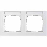 thumbnail of E2 Rahmen, 2f, reinweiß, glänzend, horizontal, Textfeld/Beschriftungsfläche, Kunststoff, Unterputzmontage, 109229