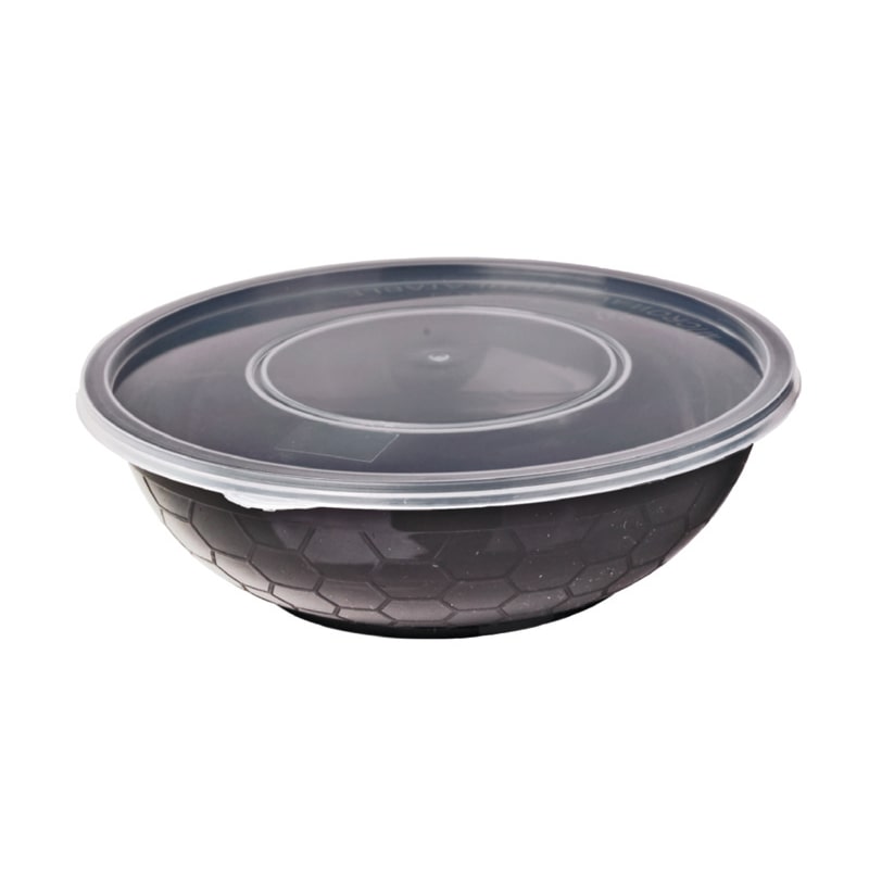 NVASE - 50Uds - Bol negro redondo PP con tapa transparente 200ml Ø92mm A59mm - NVS209BRON201