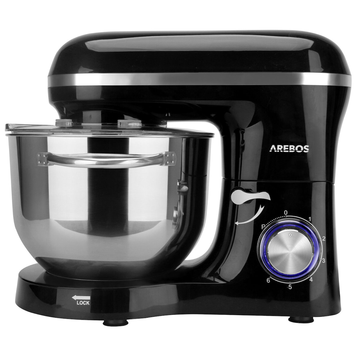 Robot da cucina 1500W 6L in acciaio inox 6 velocità Silenzioso Nero