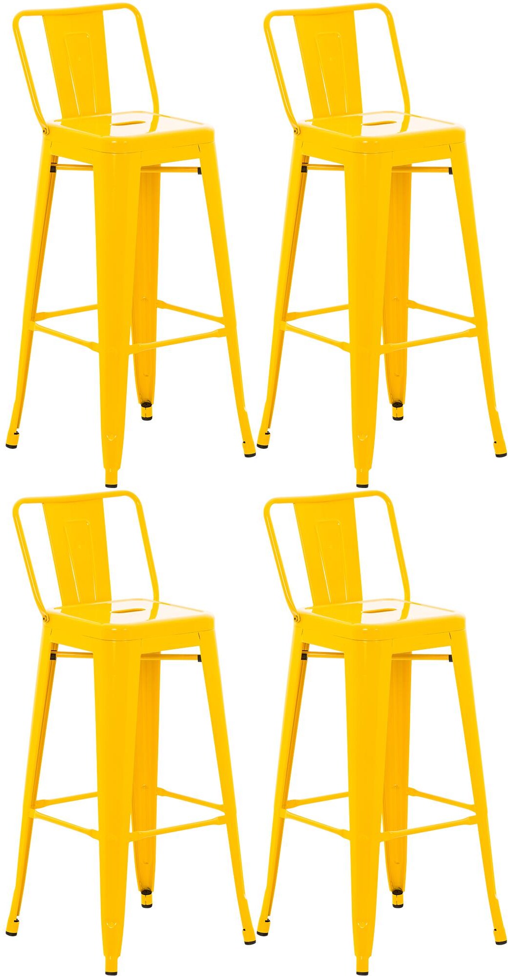 4er Set Barhocker LEKEL - Metall Gelb 44x43x96 cm | Barstuhl Mit Lehne Tresenhocker Tresenstuhl Kneipenhocker Kneipenstuhl