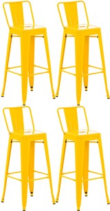 thumbnail of 4er Set Barhocker LEKEL - Metall Gelb 44x43x96 cm | Barstuhl Mit Lehne Tresenhocker Tresenstuhl Kneipenhocker Kneipenstuhl