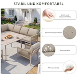 thumbnail of Merax Gartenlounge Set für 7-8 Personen, inkl. Tisch mit Holzoptik-Glasplatte, 2 Sesseln & 3 2-Sitzer-Sofas mit Seilgeflecht, Beige