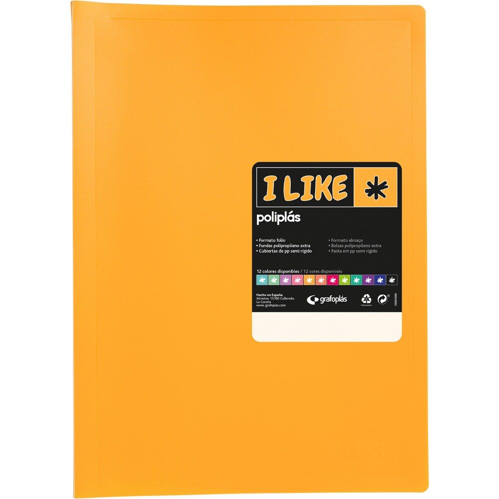 Pasta com 40 capas Poliplás “LIKE” Tangerina