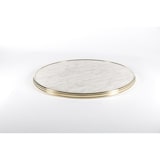 thumbnail of Plateau de table rond MARCEAU - D 60 cm - Stratifié Marbre blanc GENES - cerclage laiton