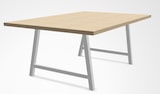 thumbnail of BURONOMIC Table Coworking L200 P120 H74 épaisseur 38mm en chêne fil sur pied trapèze blanc