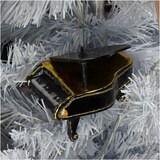 thumbnail of Christbaumschmuck Glas 10cm Klavier Figur Handbemalt & mit Glitzer Weihnachtsbaum Anhänger Weihnachten Weihnachtsbaumschmuck Musik Instrument Schwarz