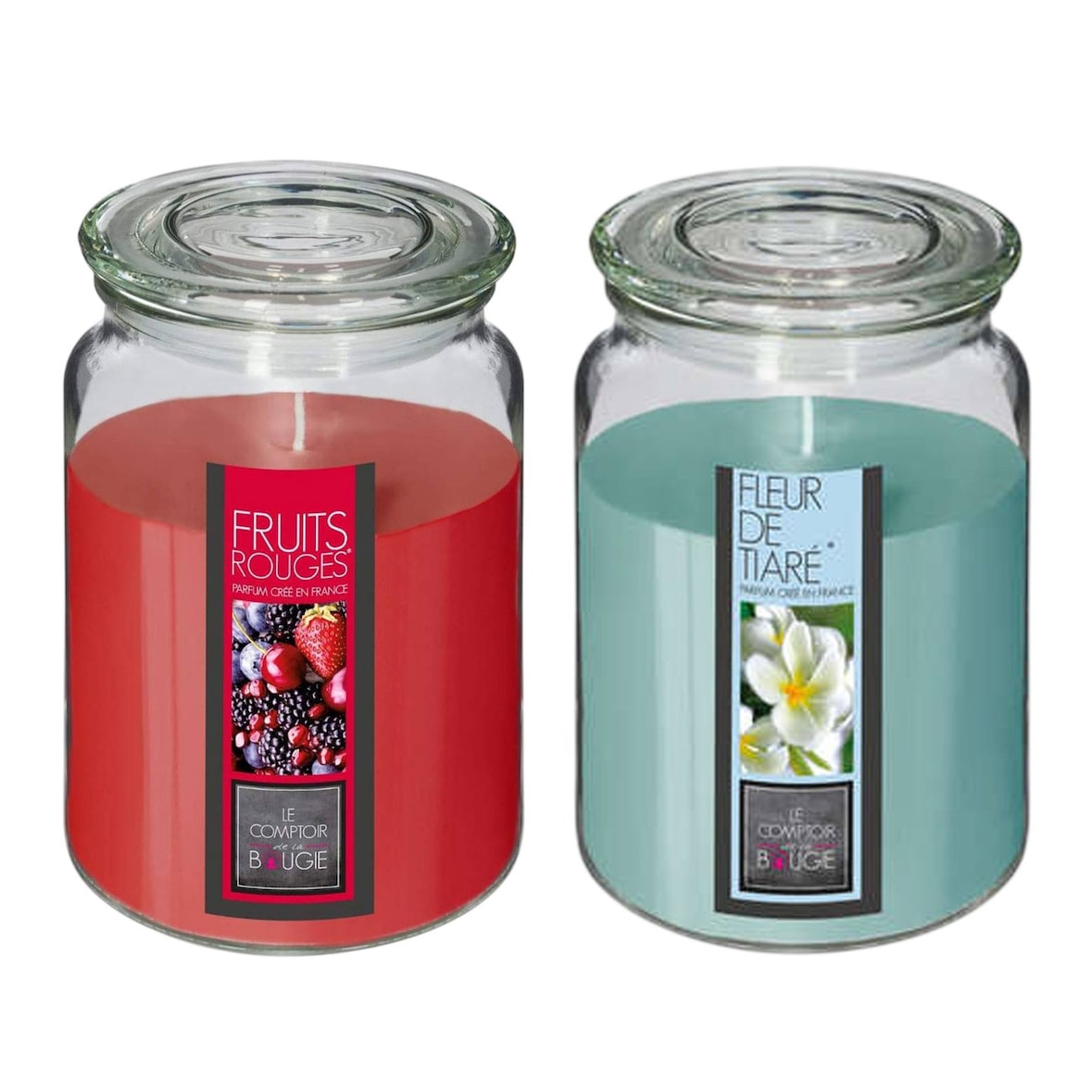 WellHome - Set aus 2 Duftkerzen im Glasbehälter mit Tiareblüte- und Waldbeerenduft Ø10x14,5 cm