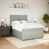 thumbnail of vidaXL Boxspringbett mit Matratze Hellgrau 140x200 cm Samt