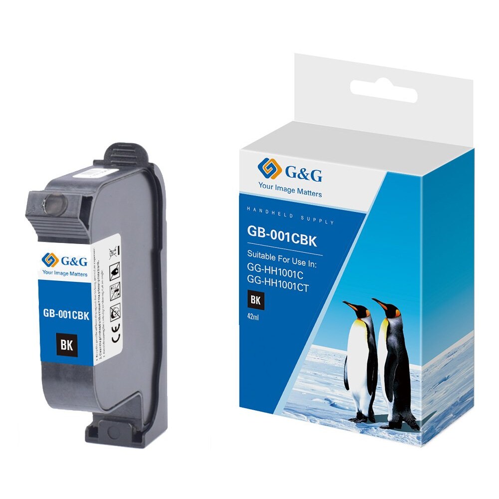 G&G Originele Inktcartridge GB-001CBK snel drogende solventinkt voor GG-HH1001C handheld inkjetprinter