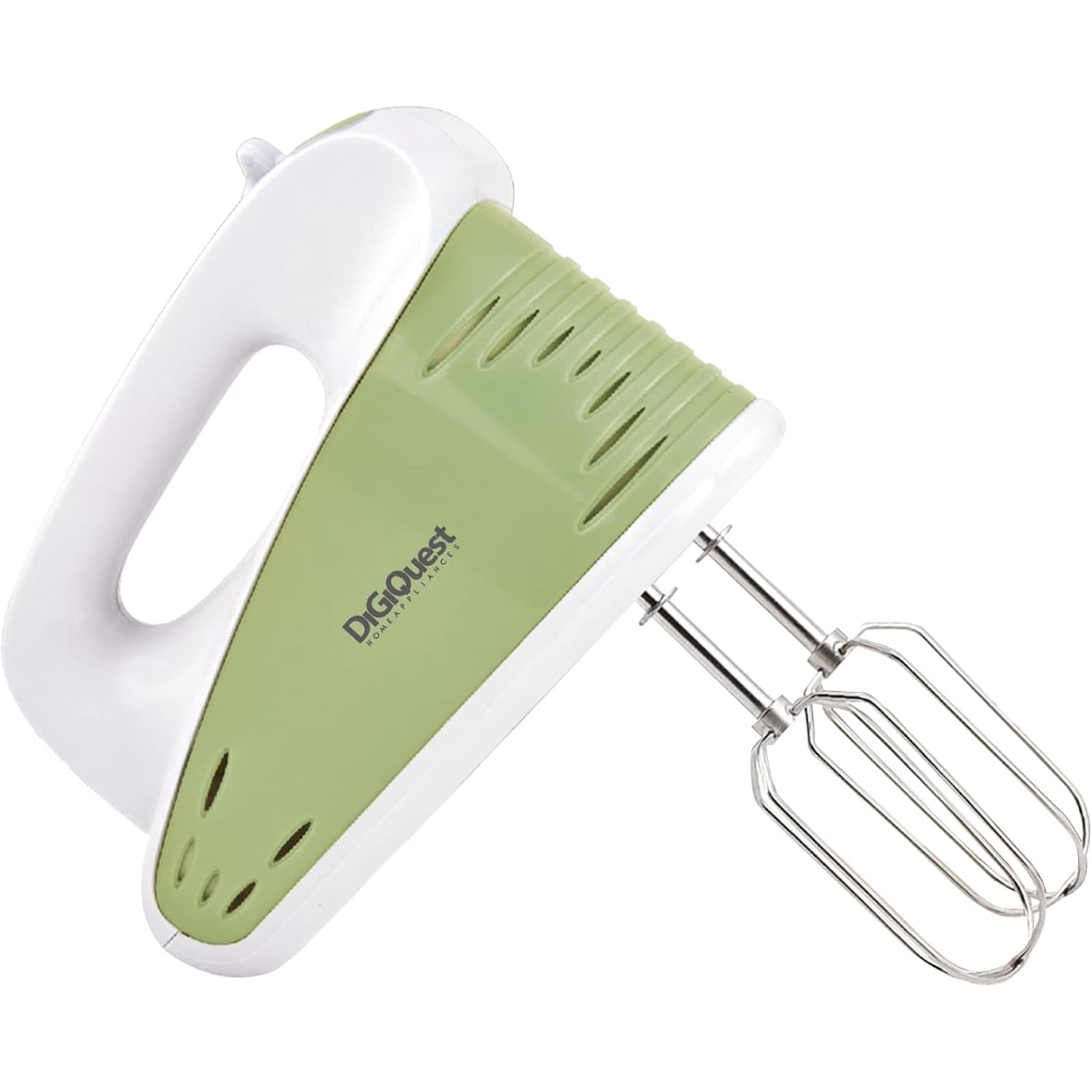 DIGIQUEST Sbattitore elettrico a 2 Fruste WHIP250, 5 Velocità, Funzione Turbo, Fruste e ganci in acciaio Inox, Verde