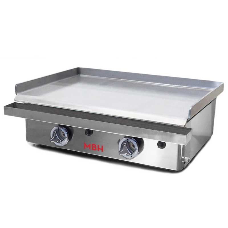 MBH - Plancha a gas industrial 600x400 mm económica para hostelería. Fry Top profesional de acero laminado para bar y restaurante.