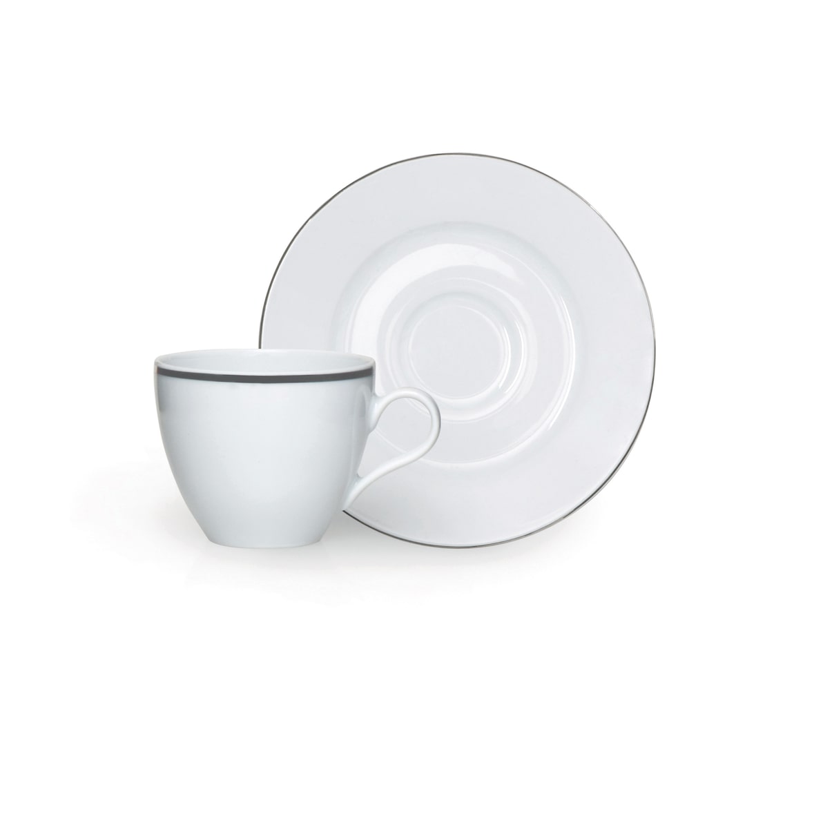 Excelsa set de 6 tazas de café con platillos Platinum de porcelana 10 cl plateado