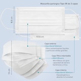 thumbnail of 50 mascarillas higiénicas Quirúrgicas desechables, Tipo IIR, en color blanco filtración (BFE) 98%, hechas en España
