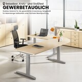 thumbnail of bümö Eckschreibtisch höhenverstellbar 200x120 cm in grau, Metallgestell in silber - Schreibtisch groß, Bürotisch höhenverstellbarer, Büroschreibtisch