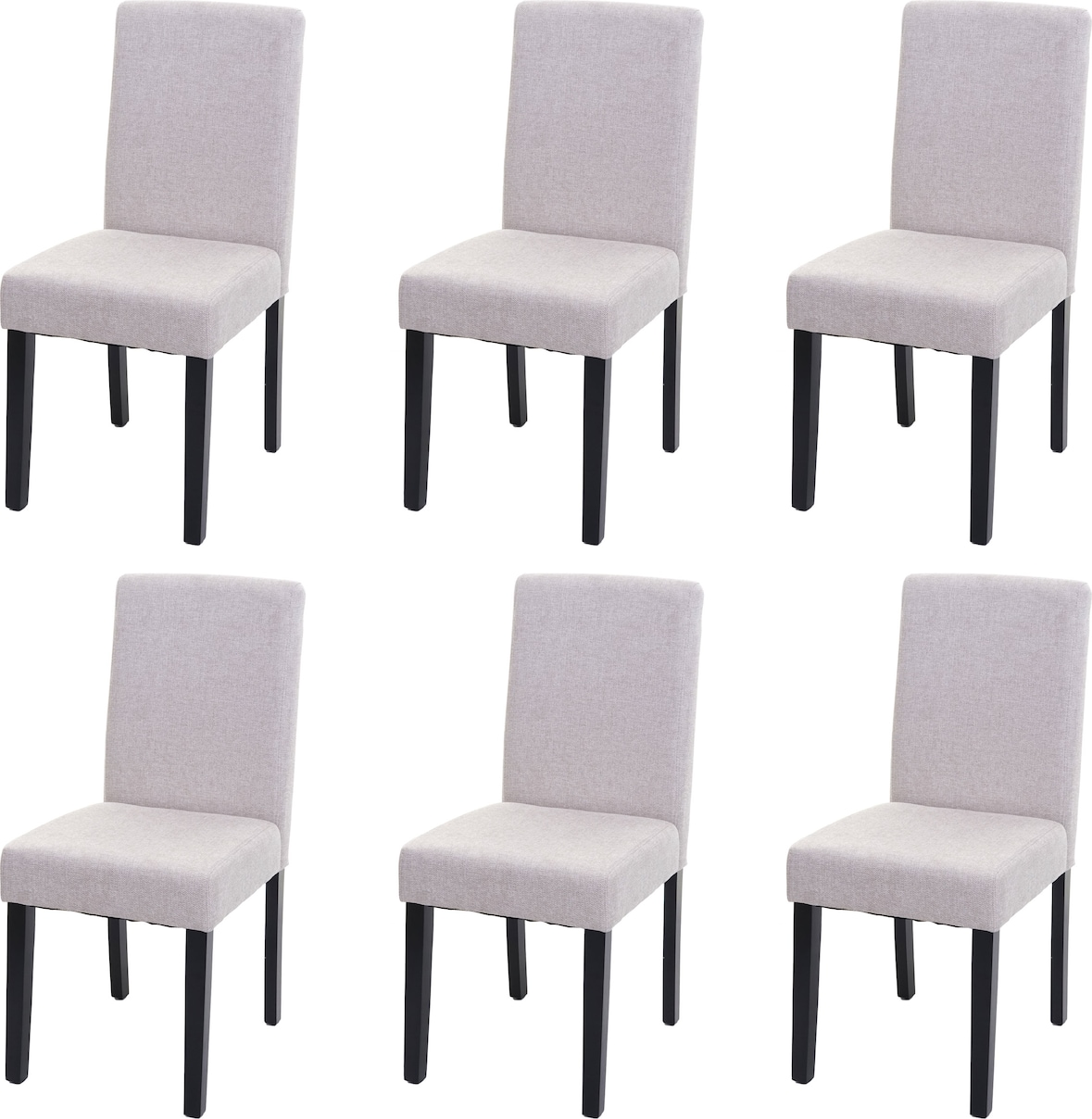 6er-Set Esszimmerstuhl Stuhl Küchenstuhl Littau ~ Textil, creme-beige, dunkle Beine