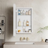 thumbnail of Spiegelschrank Bad Metall Glas Weiß 76x51x12 cm mit verstellbaren Einlegeböden, Wandmontage oder Unterputz, modernes Design und Stauraum
