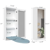 thumbnail of Wandmontierter Bügelschrank mit Spiegel Weiß 94x34x18 cm klappbares Bügelbrett mit Ablagen und Haken MDF platzsparend