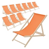 thumbnail of ECD Germany 10er Set Liegestuhl klappbar Orange Holz, verstellbar 3 Positionen bis 120 kg, Sonnenliege Garten Strand