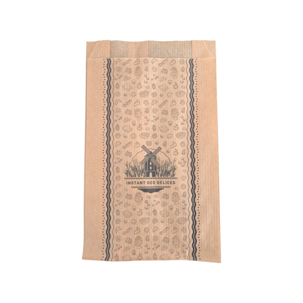 Sac 102 croissants et Viennoiseries en Papier Brun 12+5x20 cm par 1000