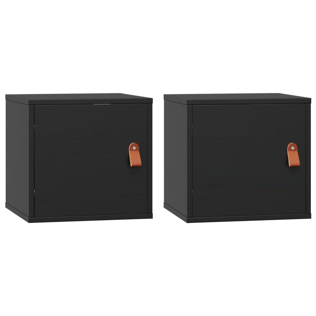 vidaXL Wandschränke 2 Stk. Schwarz 31,5x30x30 cm Massivholz Kiefer