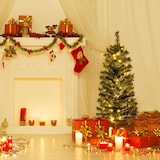 thumbnail of COSTWAY Albero di Natale Artificiale 120 cm con Illuminazione, Albero di Natale in Vaso, Albero di Natale in Vaso per Ingresso