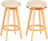 thumbnail of 2er-Set Barhocker drehbar und einfach | Sitzhöhe 67cm | Holz Kunstleder drehbar | Creme | helle Beine | Barstuhl Tresenhocker
