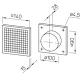 thumbnail of Helios Lüftungsgitter G 100 weiss, feststehend 90/100mm