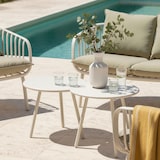 thumbnail of Set da giardino in resina e acciaio con cuscini 10 cm, Elegante salotto da esterno per terrazze, verande, giardino - Bellagio - Crema