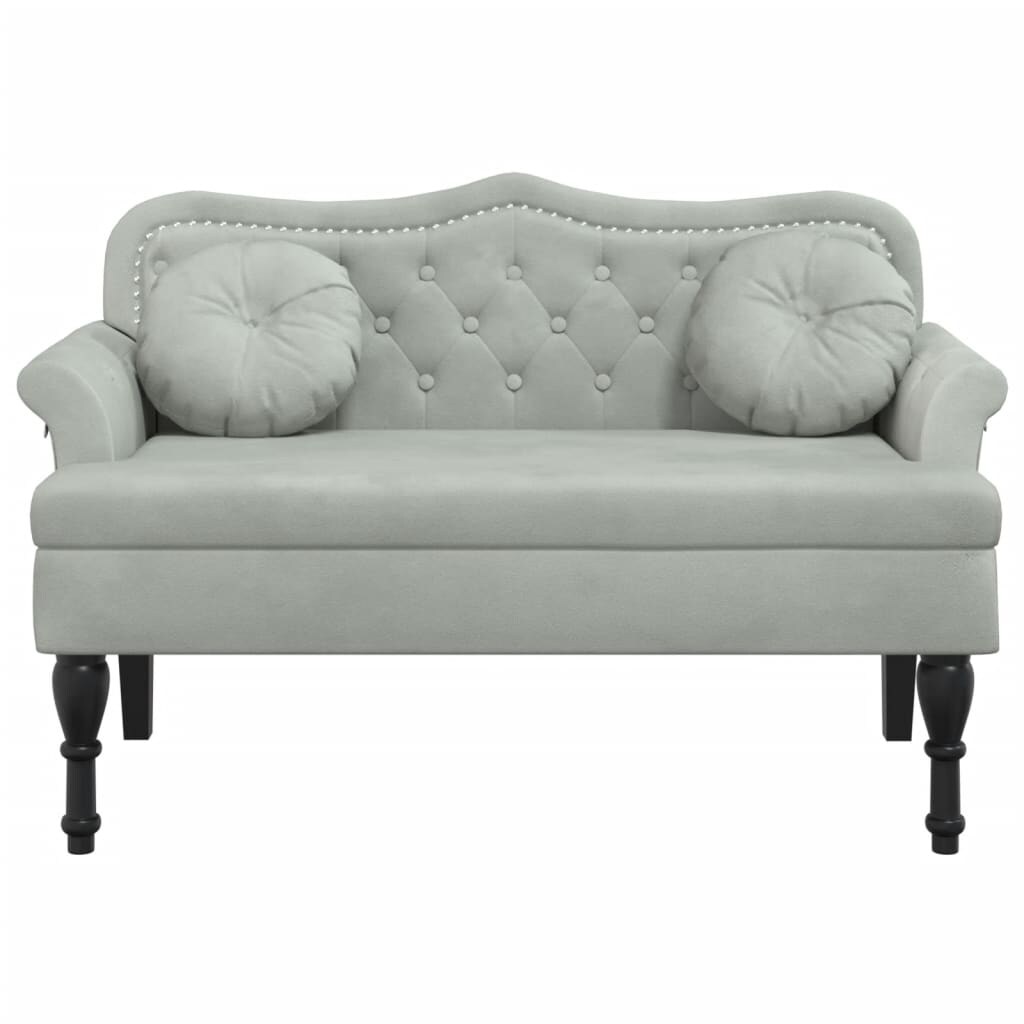 vidaXL Sitzbank mit Kissen Hellgrau 120,5x65x75 cm Samt