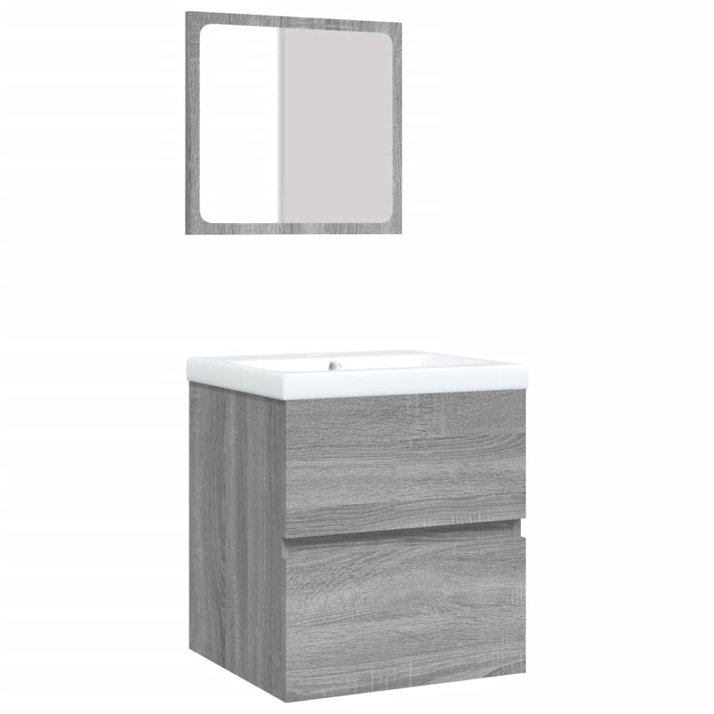 Helloshop26 - Mueble de baño con lavabo y espejo gris Sonoma 02_0006645