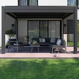 thumbnail of Pergola bioclimatica, addossata a una parete e motorizzata, illuminata 3x4m e 2 tende da sole