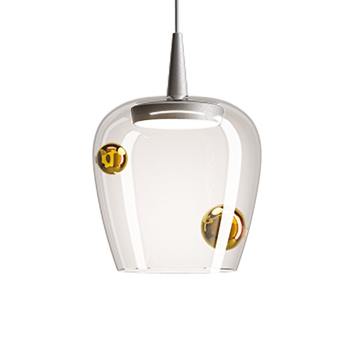 Zafferano Bilia Pendelleuchte Ø18cm, Aluminium & mundgeblasenes Glas, Antikgold-Finish, 8W LED, warmweiß 2700K, elegantes modernes Design