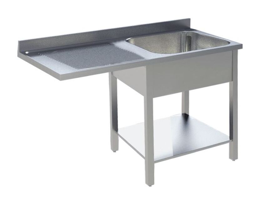 KBS Gastrotechnik KBS Spülcenter 1400x700x850 mm 1 Becken rechts mit Grundboden und Aufkantung