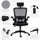 thumbnail of Silla de Oficina Giratoria con Altura Ajustable Reposabrazos Plegable Reposacabezas y Soporte Lumbar Regulables 65x64x114-122 cm