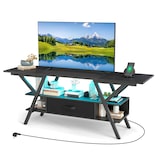 thumbnail of Helloshop26 - Meuble TV 140 x 40 x 54 cm avec lumières LED et station de charge style moderne et industriel en bois noir 20_0018402
