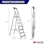 thumbnail of PROREGAL Stufenstehleiter ATLAS mit Werkzeugablage & Handlauf | einseitig begehbar | 7 Stufen | Arbeitshöhe 3,40m | Traglast 150kg