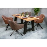 thumbnail of Esstisch 180 x 90 cm Akazie massiv naturfarben gerade Kante A-Gestell PASCAL