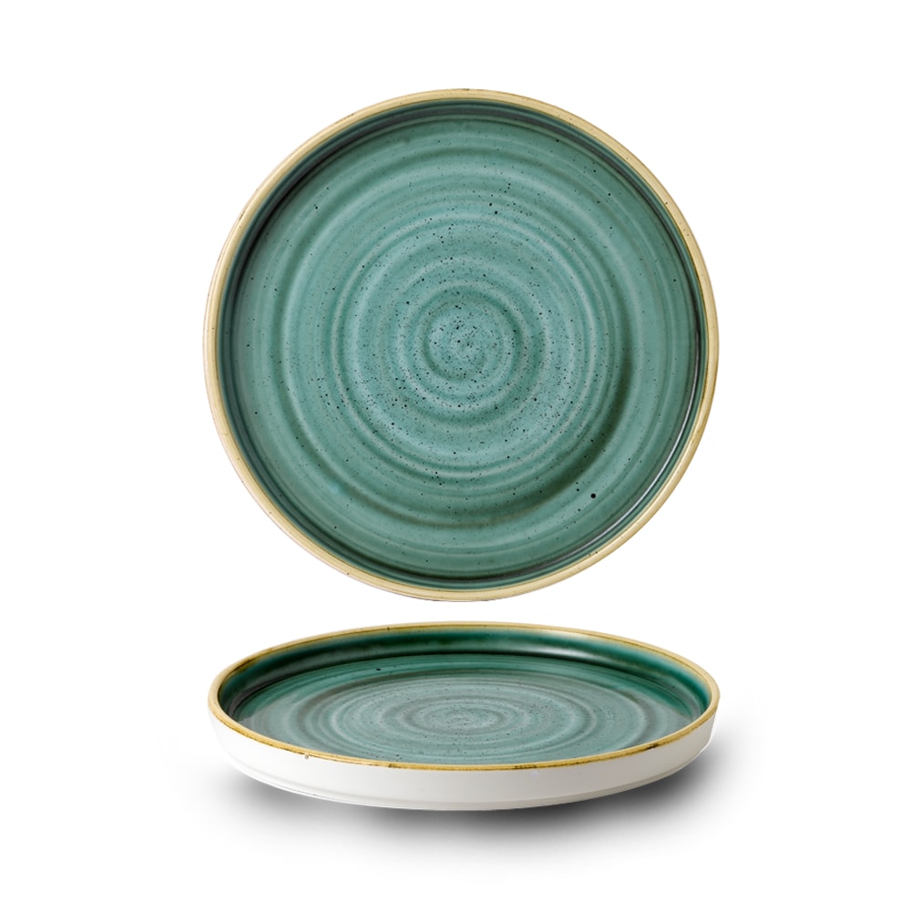 Churchill Stonecast Teller mit erhötem Rand 21 cm, Samphire Green