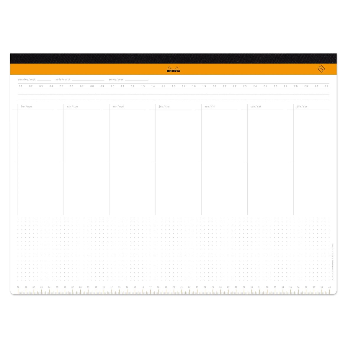 Sous-main semainier A3+, 60 feuillets microperforés 80 g/m², imprimés agenda perpétuel